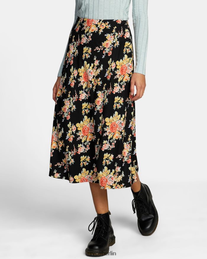 RVCA Sternenstaub-Midirock BF4L8X1316 Kleidung echtes Schwarz Frauen