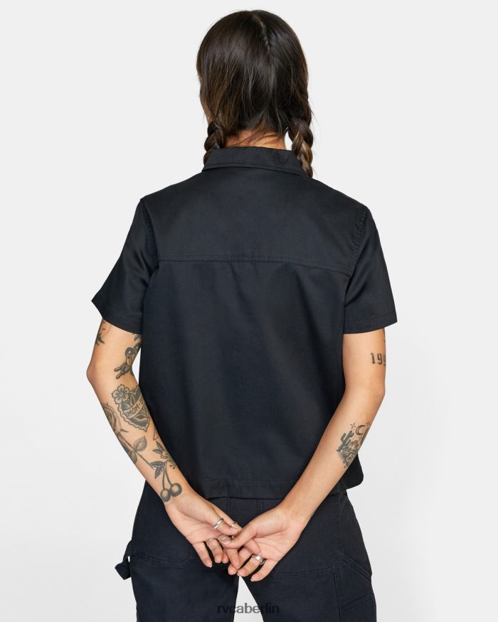 RVCA Rezessions-Kurzarmshirt BF4L8X825 Kleidung Schwarz Frauen