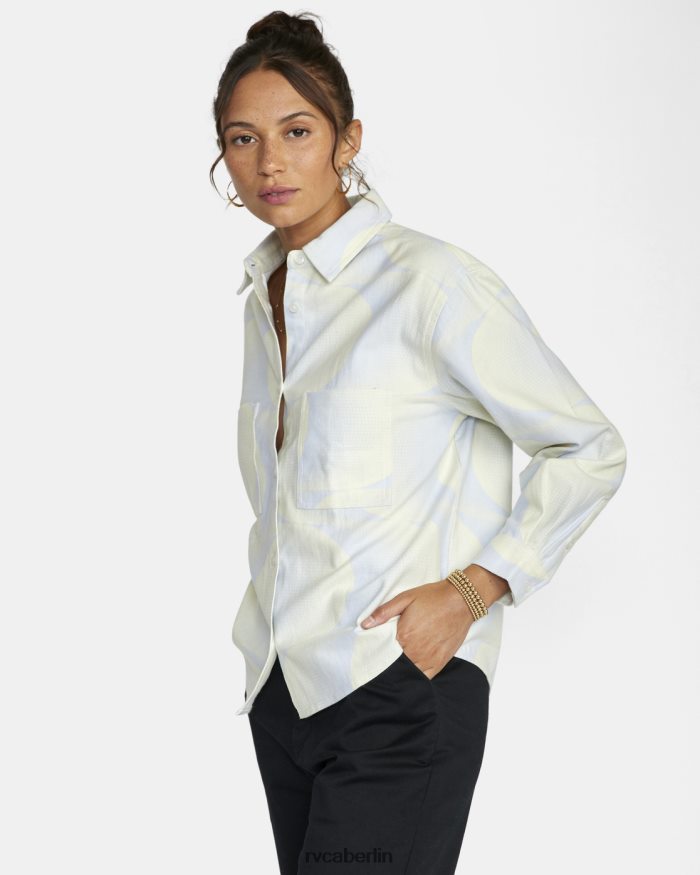 RVCA Rush Langarm-Flanellhemd BF4L8X1547 Kleidung Halogenblau Frauen