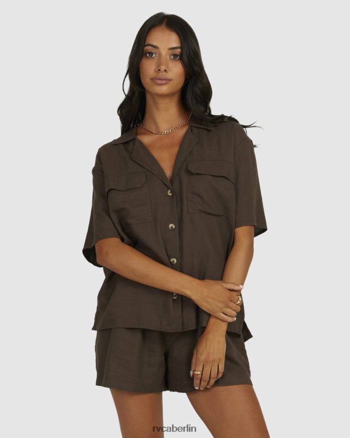 RVCA koffeinhaltiges Überhemd BF4L8X1343 Kleidung Kaffee Frauen