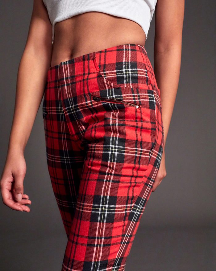 RVCA Ramone gewebte karierte Hose BF4L8X1688 Kleidung Chrysantheme Frauen