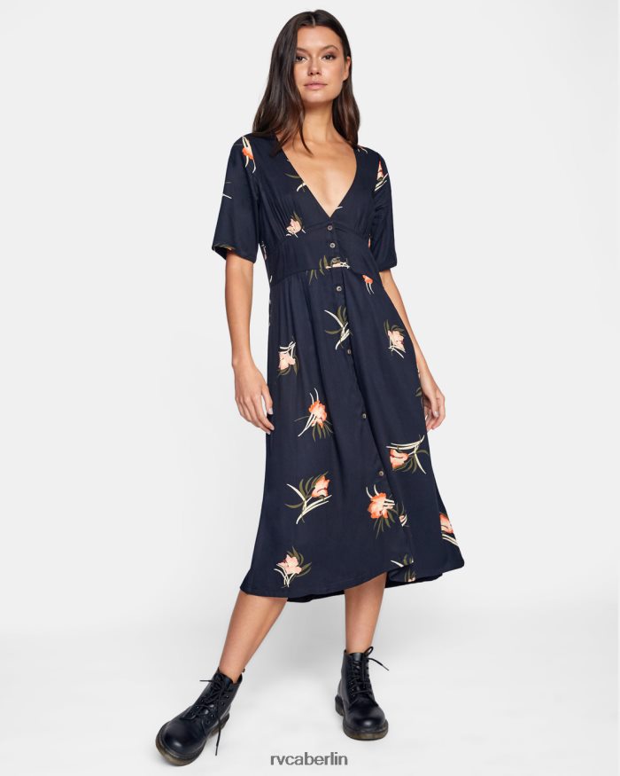 RVCA Avenue Midikleid BF4L8X1687 Kleidung echtes Schwarz Frauen