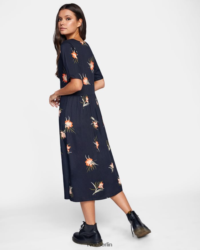 RVCA Avenue Midikleid BF4L8X1687 Kleidung echtes Schwarz Frauen