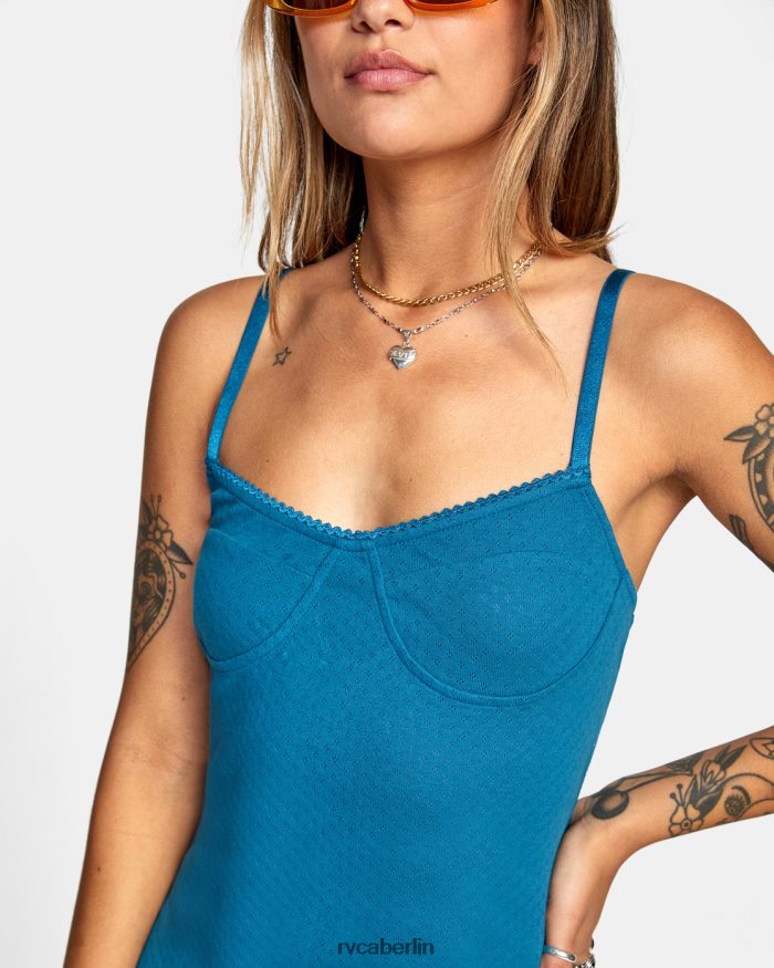 RVCA Just Friends Pointelle-Midikleid BF4L8X1626 Kleidung Schnorchel blau Frauen
