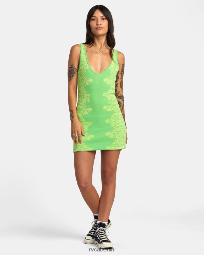 RVCA Mai Tai gestricktes, figurbetontes Kleid BF4L8X1373 Kleidung grüner Blitz Frauen