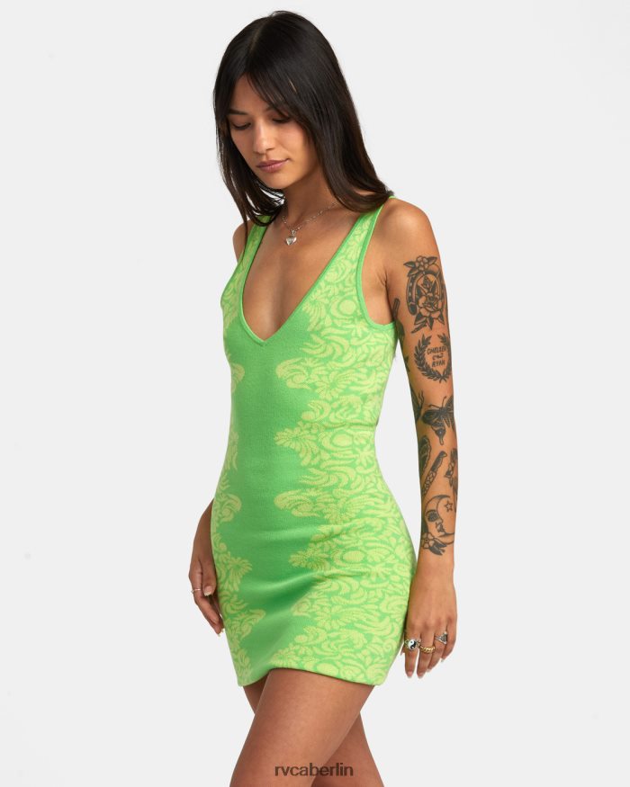 RVCA Mai Tai gestricktes, figurbetontes Kleid BF4L8X1373 Kleidung grüner Blitz Frauen