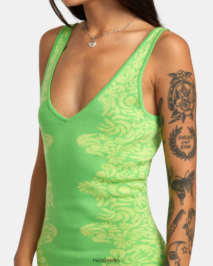 RVCA Mai Tai gestricktes, figurbetontes Kleid BF4L8X1373 Kleidung grüner Blitz Frauen