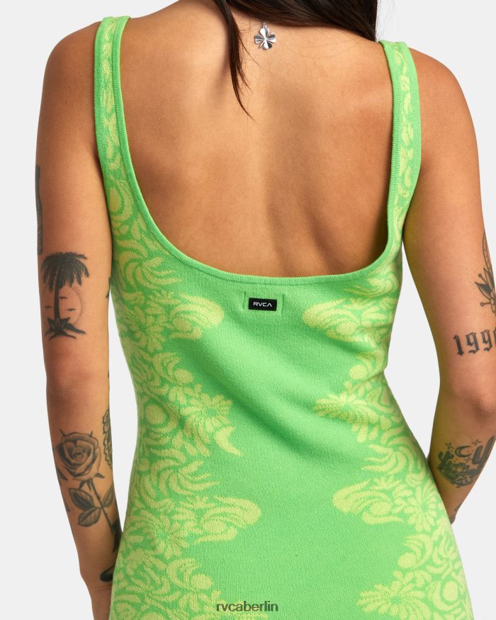 RVCA Mai Tai gestricktes, figurbetontes Kleid BF4L8X1373 Kleidung grüner Blitz Frauen