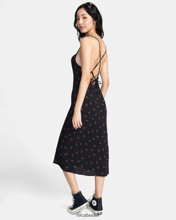 RVCA Phoebe Midikleid BF4L8X1533 Kleidung Schwarz Frauen