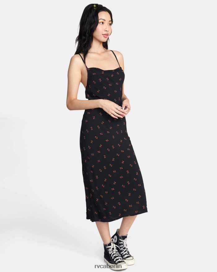 RVCA Phoebe Midikleid BF4L8X1533 Kleidung Schwarz Frauen