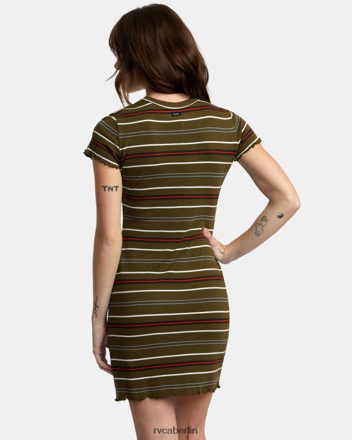 RVCA Rover-Rippenstrickkleid BF4L8X1341 Kleidung dunkles Oliv Frauen