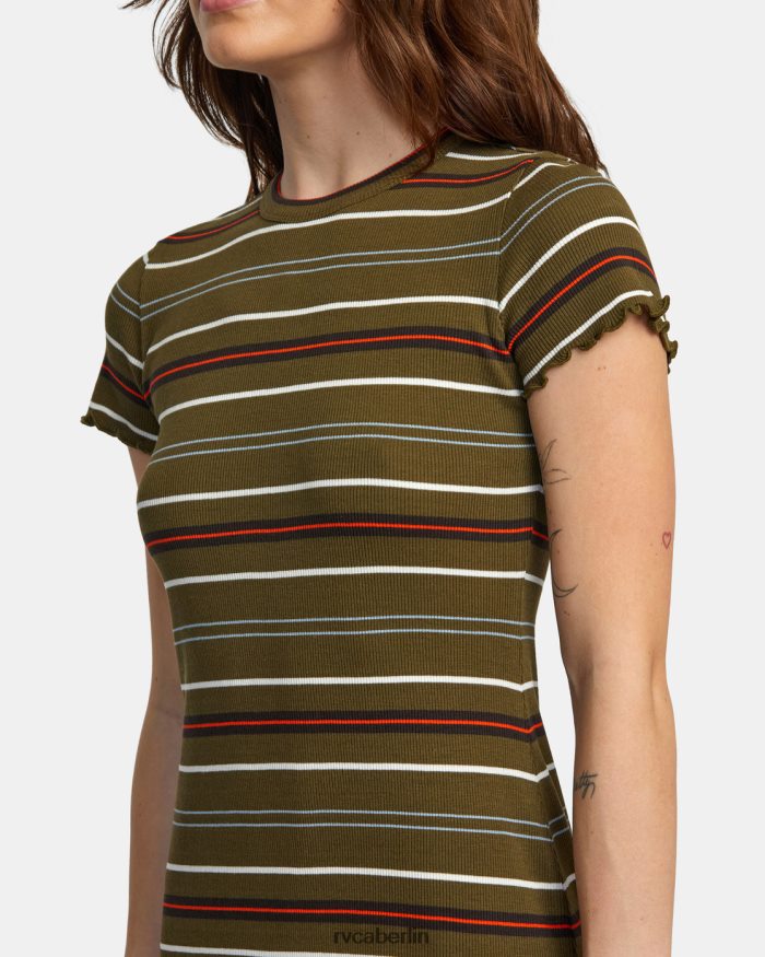 RVCA Rover-Rippenstrickkleid BF4L8X1341 Kleidung dunkles Oliv Frauen