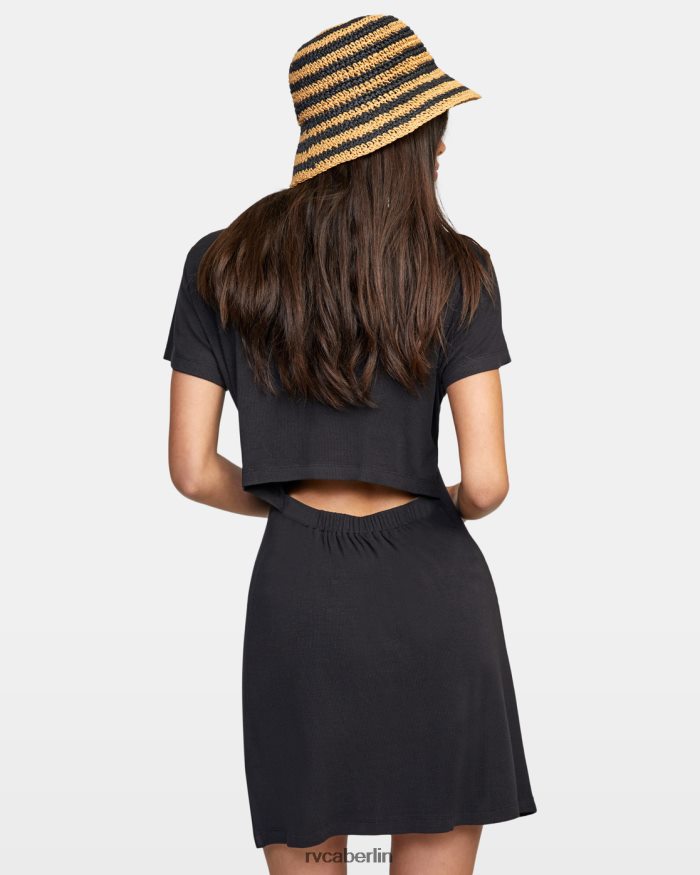 RVCA Sommerliches Crush-Hemdkleid BF4L8X1295 Kleidung Schwarz Frauen