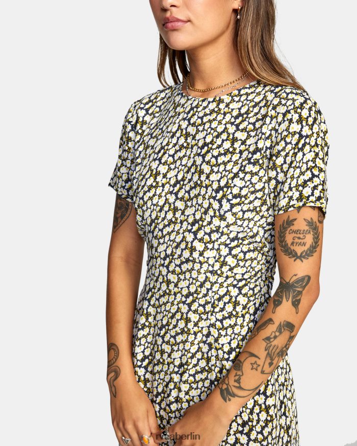 RVCA Traumlandschaft-Midikleid BF4L8X1679 Kleidung Schwarz Frauen