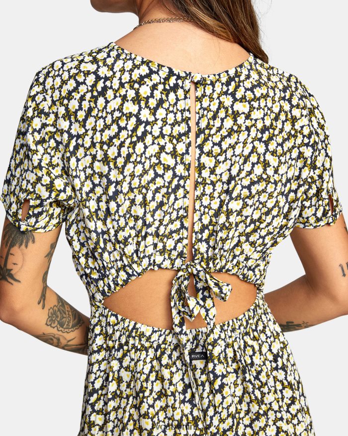 RVCA Traumlandschaft-Midikleid BF4L8X1679 Kleidung Schwarz Frauen