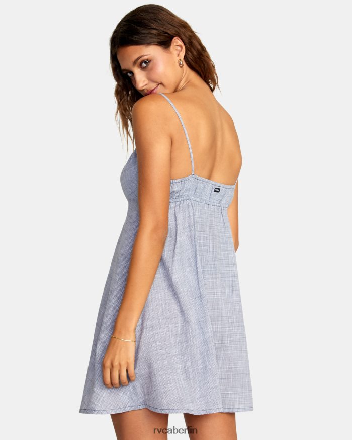 RVCA Überstunden-Mini-Sonnenkleid mit Hahnentrittmuster BF4L8X1269 Kleidung Blau grau Frauen