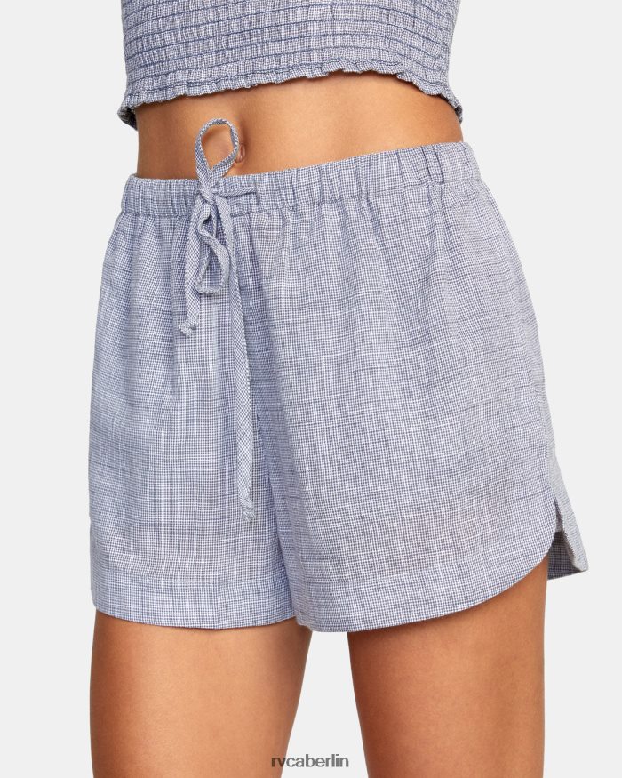 RVCA Neue Yume-Shorts mit Kordelzug und Hahnentrittmuster BF4L8X1094 Kleidung Blau grau Frauen