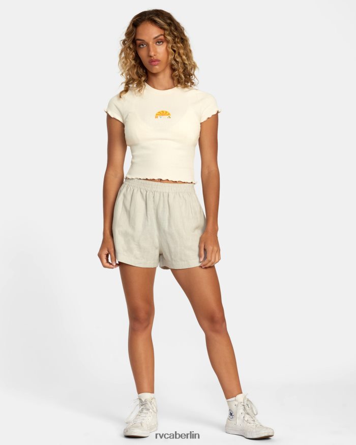 RVCA Sawyer-Shorts aus Leinen mit elastischem Bund BF4L8X1124 Kleidung Kreide Frauen