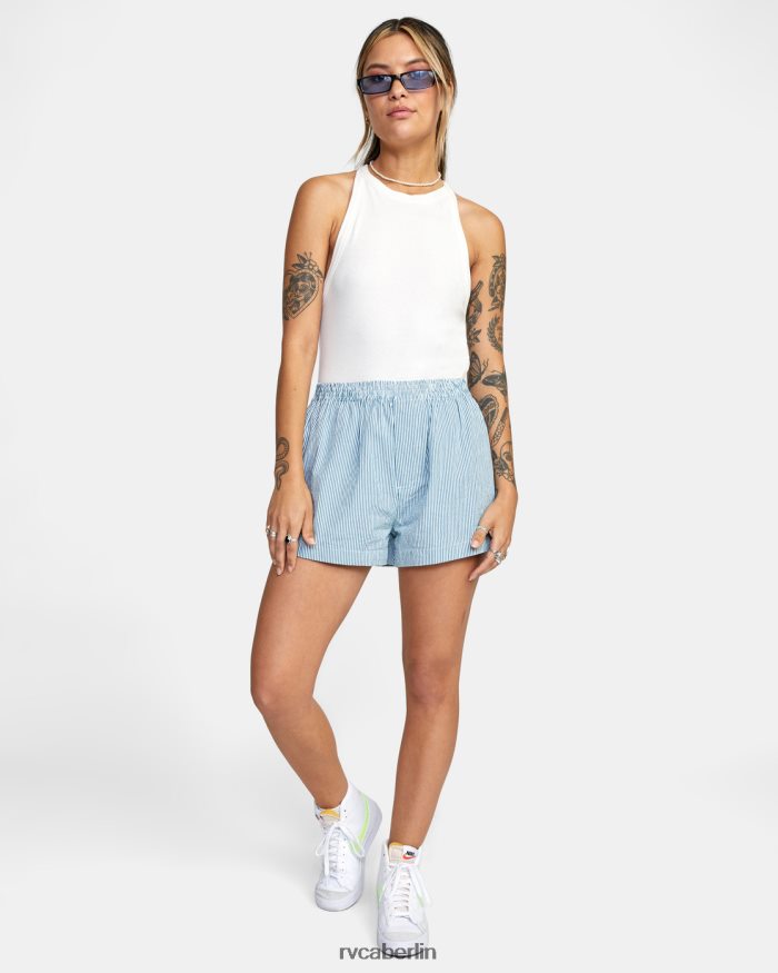 RVCA Seersucker Sawyer-Shorts mit elastischem Bund BF4L8X1701 Kleidung Schnorchel blau Frauen