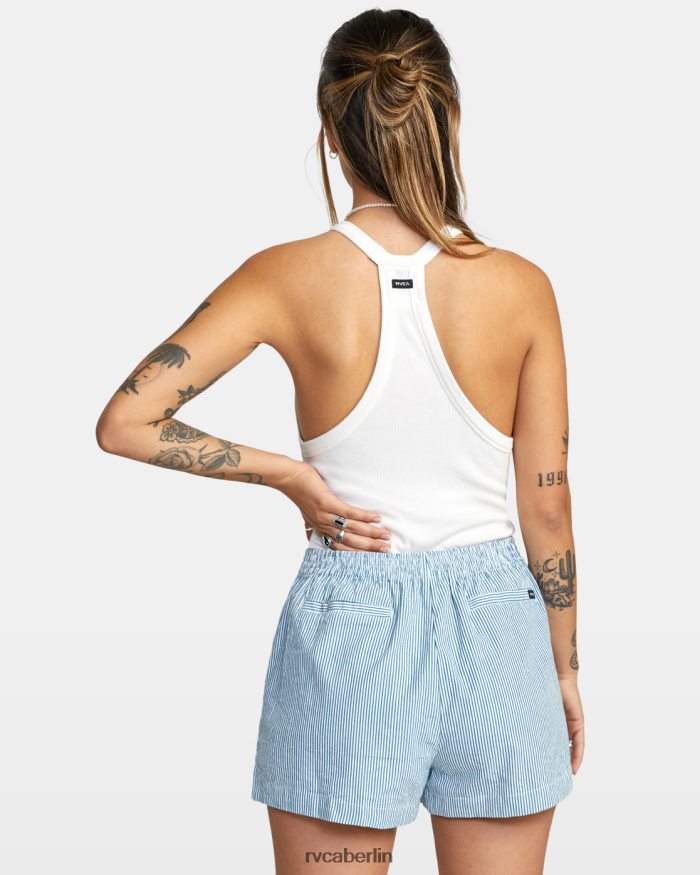 RVCA Seersucker Sawyer-Shorts mit elastischem Bund BF4L8X1701 Kleidung Schnorchel blau Frauen