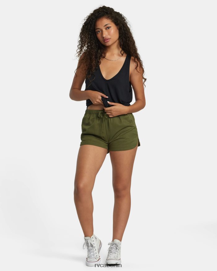 RVCA neue Yume-Shorts mit Kordelzug BF4L8X1268 Kleidung dunkles Oliv Frauen