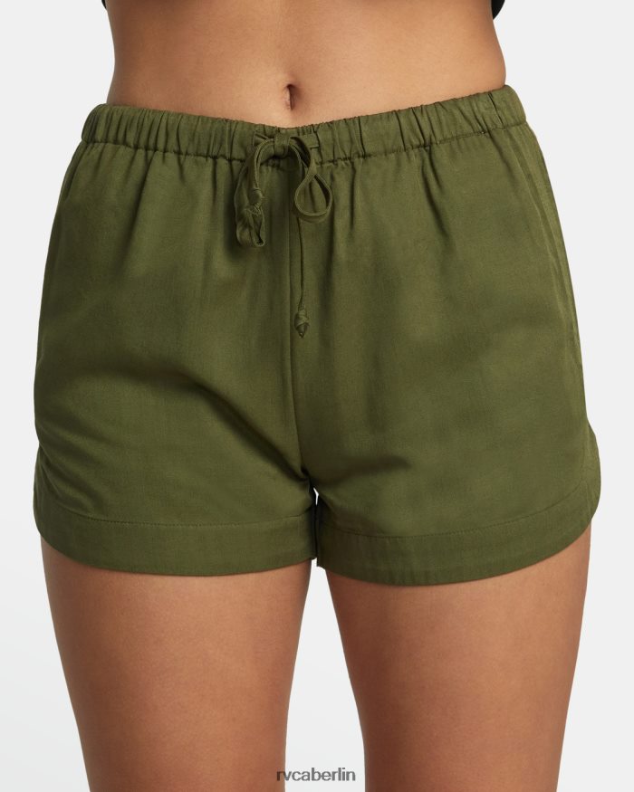 RVCA neue Yume-Shorts mit Kordelzug BF4L8X1268 Kleidung dunkles Oliv Frauen