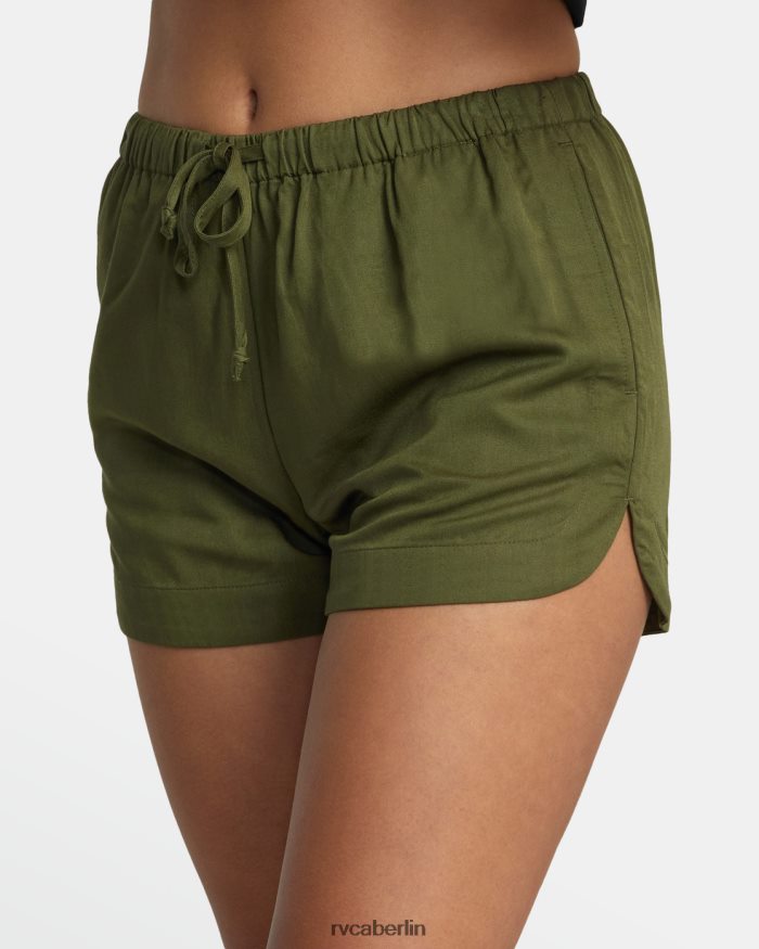 RVCA neue Yume-Shorts mit Kordelzug BF4L8X1268 Kleidung dunkles Oliv Frauen