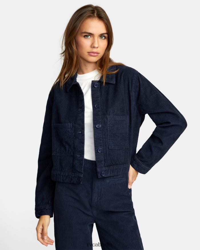 RVCA Jaded Shacket-Hemdjacke aus Cord BF4L8X1662 Kleidung Mitternacht Frauen