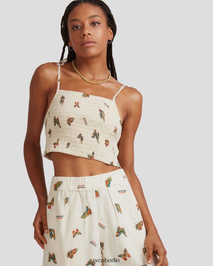 RVCA Mel G Flatter Tie Smok-Oberteil BF4L8X1067 Kleidung natürlich Frauen