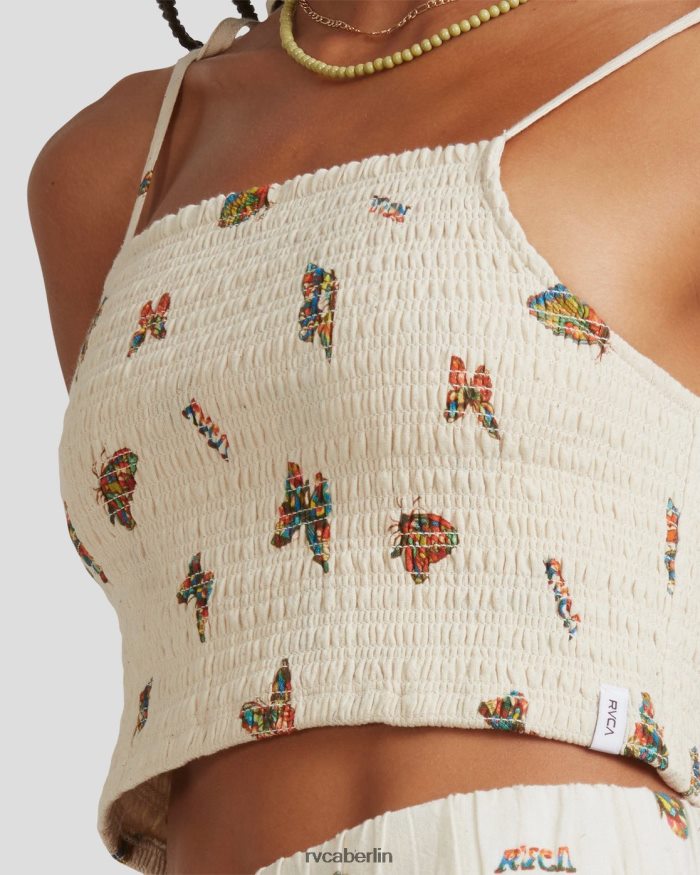 RVCA Mel G Flatter Tie Smok-Oberteil BF4L8X1067 Kleidung natürlich Frauen