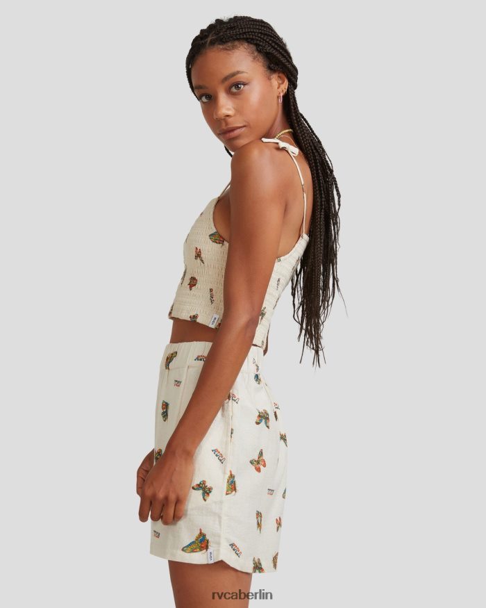 RVCA Mel G Flatter Tie Smok-Oberteil BF4L8X1067 Kleidung natürlich Frauen