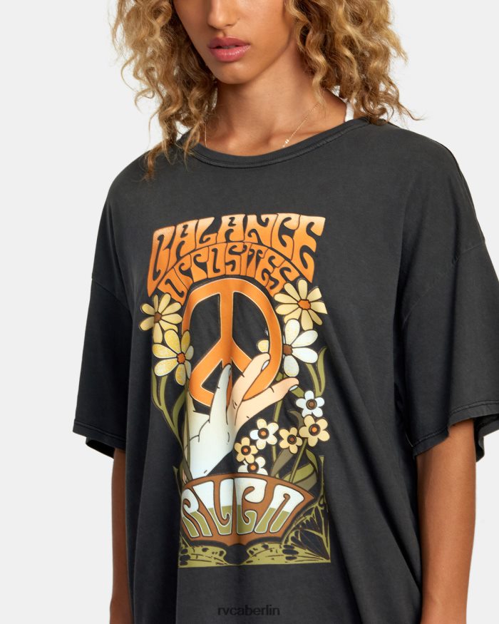 RVCA Aufstands-T-Shirt BF4L8X1192 Kleidung Schwarz Frauen