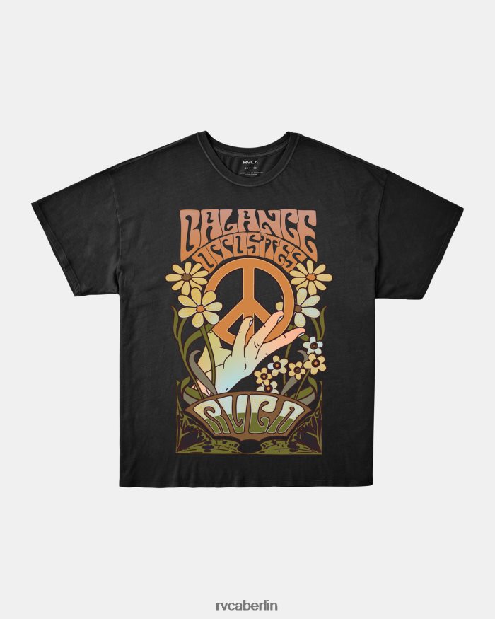 RVCA Aufstands-T-Shirt BF4L8X1192 Kleidung Schwarz Frauen