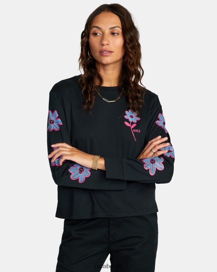RVCA Happy Daisy Langarm-T-Shirt BF4L8X1562 Kleidung Schwarz Frauen