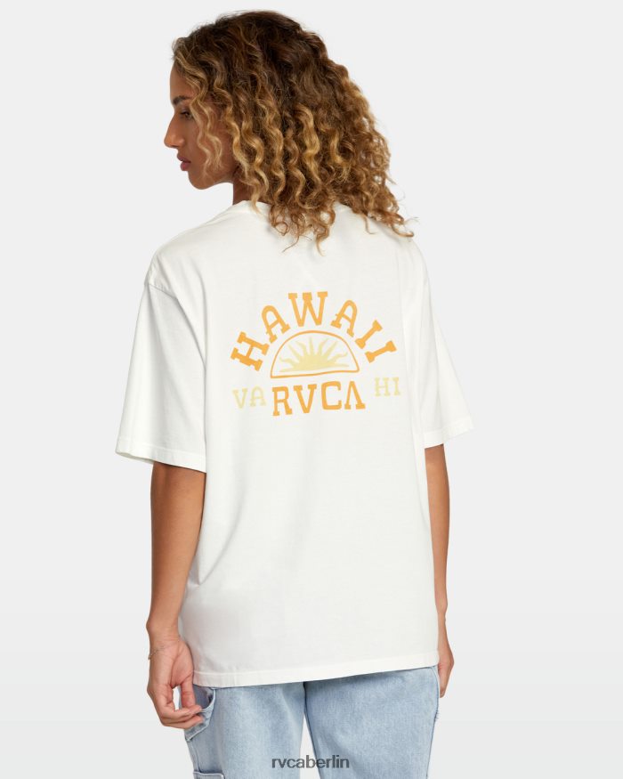 RVCA Hawaii Sunrise VA übergroßes T-Shirt BF4L8X204 Kleidung Vintage-Weiß Frauen