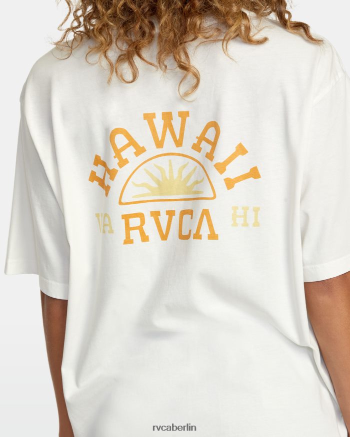 RVCA Hawaii Sunrise VA übergroßes T-Shirt BF4L8X204 Kleidung Vintage-Weiß Frauen
