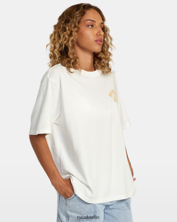 RVCA Hawaii Sunrise VA übergroßes T-Shirt BF4L8X204 Kleidung Vintage-Weiß Frauen