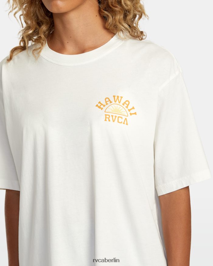 RVCA Hawaii Sunrise VA übergroßes T-Shirt BF4L8X204 Kleidung Vintage-Weiß Frauen