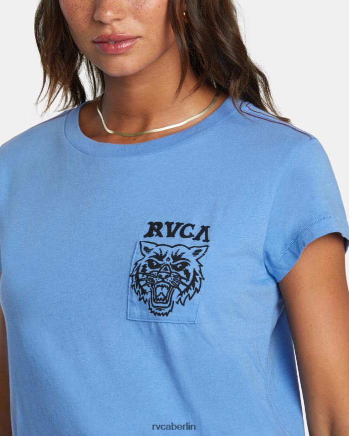 RVCA Heritage-Kurzarm-T-Shirt BF4L8X1276 Kleidung blau dort drüben Frauen