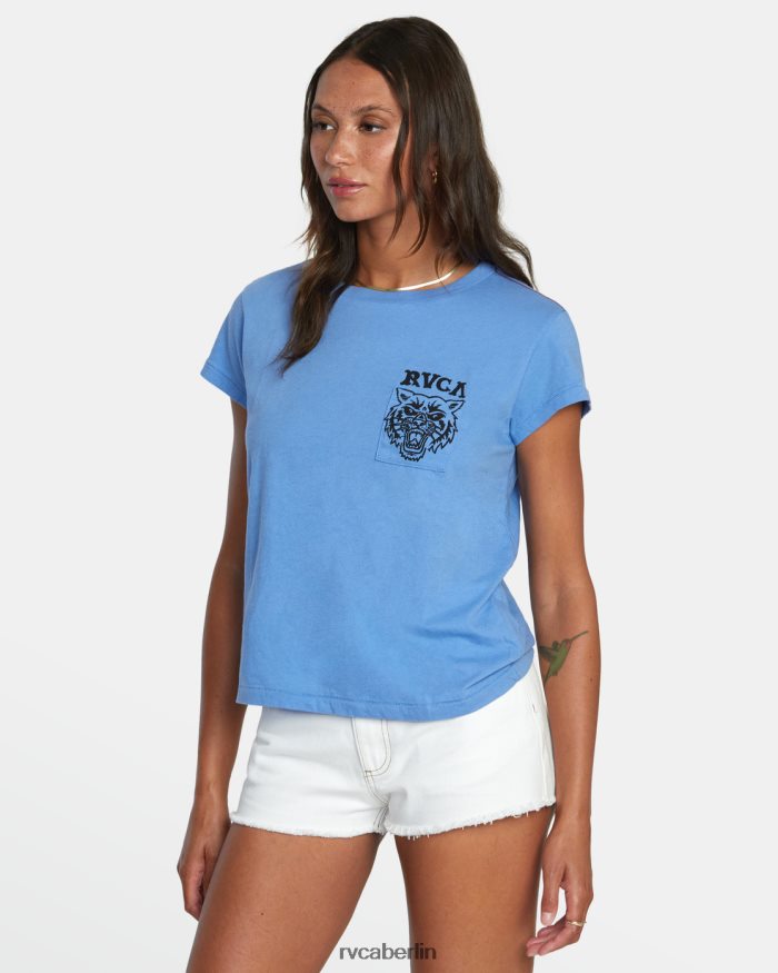 RVCA Heritage-Kurzarm-T-Shirt BF4L8X1276 Kleidung blau dort drüben Frauen