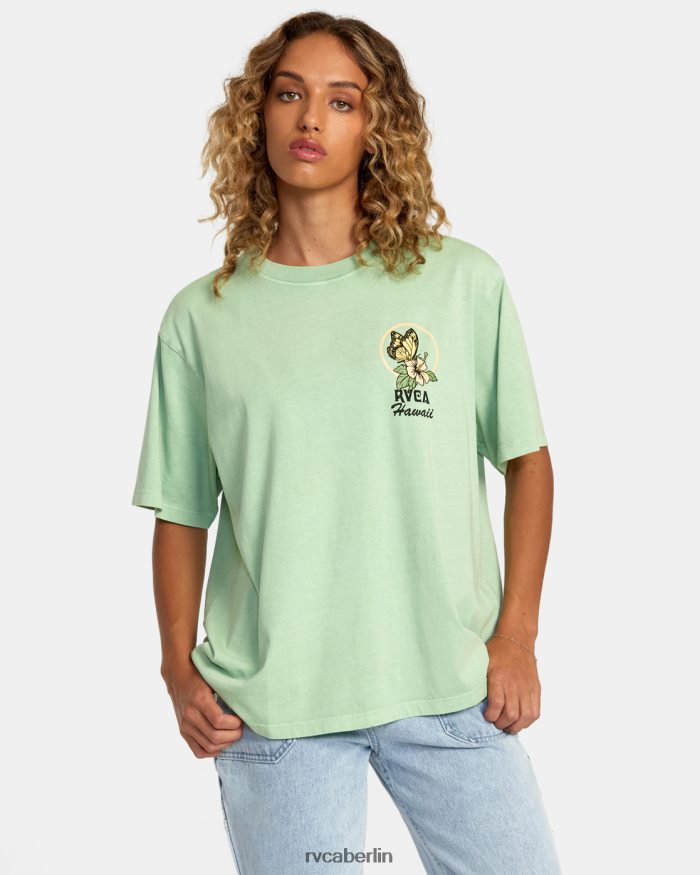 RVCA Hibiskus-Hawaii-T-Shirt BF4L8X240 Kleidung Seeschaum Frauen