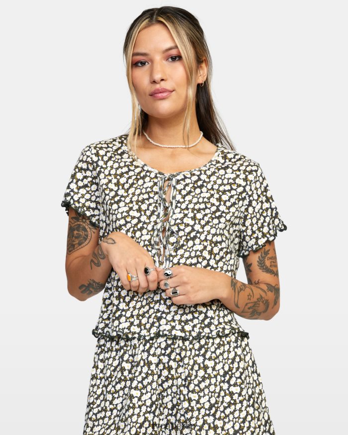 RVCA In Your Dreams Pointelle-Strickoberteil BF4L8X1625 Kleidung Schwarz Frauen