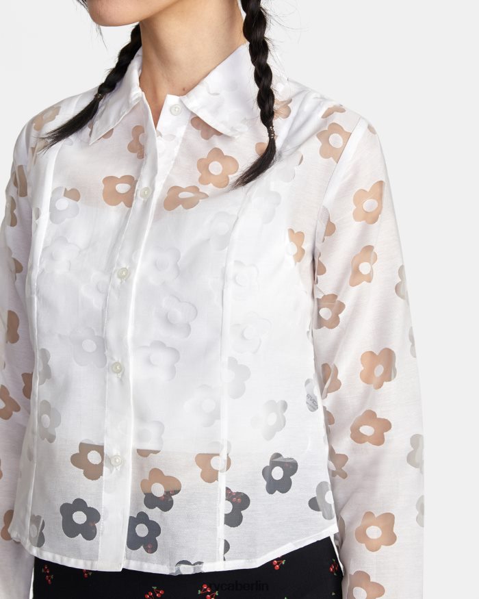 RVCA Jagger-Langarmbluse BF4L8X1494 Kleidung flüstern weiß Frauen