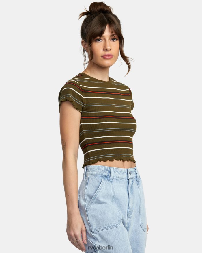 RVCA Klassenkamerad Crop T-Shirt BF4L8X1437 Kleidung dunkles Oliv Frauen