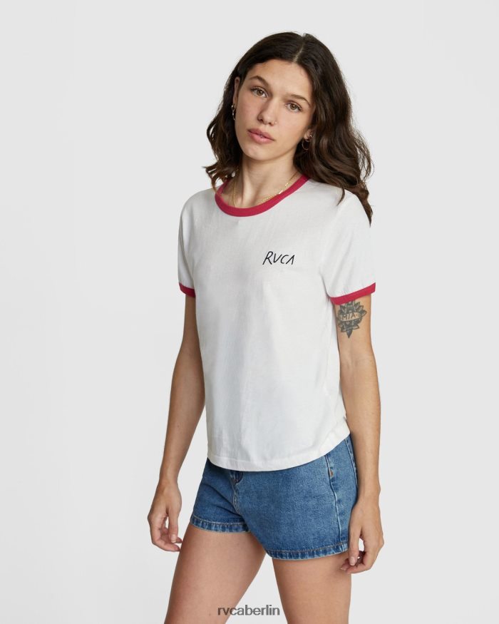 RVCA Kurzarm-Ringer-T-Shirt mit Scribble-Motiv BF4L8X1325 Kleidung Weiß Frauen