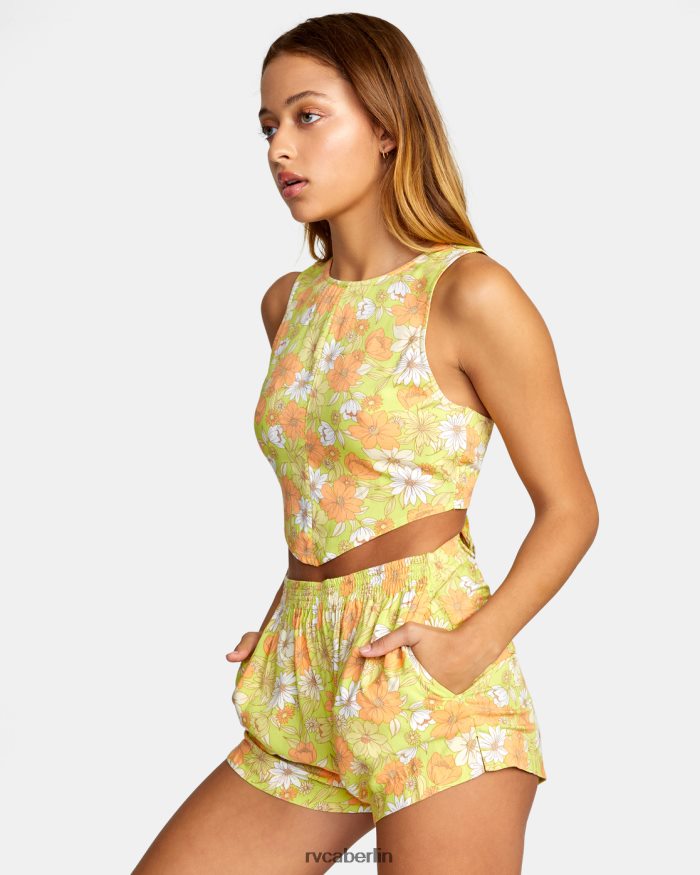 RVCA Pamela kurzes Tanktop BF4L8X1446 Kleidung Limeade Frauen