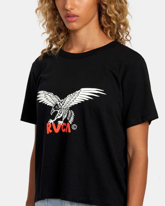 RVCA Patriot-T-Shirt BF4L8X1247 Kleidung Schwarz Frauen