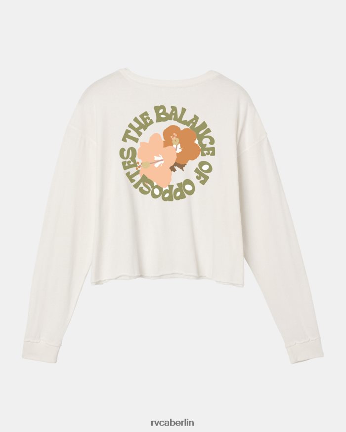 RVCA Retro-Hibiskus-Langarm-T-Shirt BF4L8X1114 Kleidung Vintage-Weiß Frauen