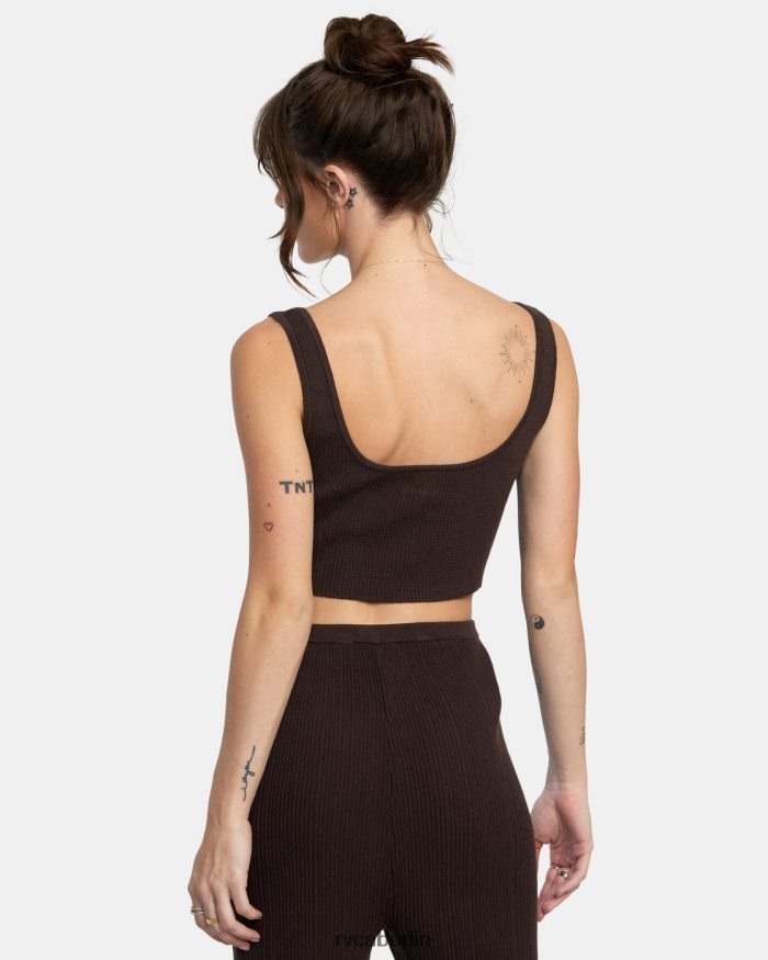 RVCA Swerve Henley-Rippstrick-Crop-Top BF4L8X1434 Kleidung Java Frauen