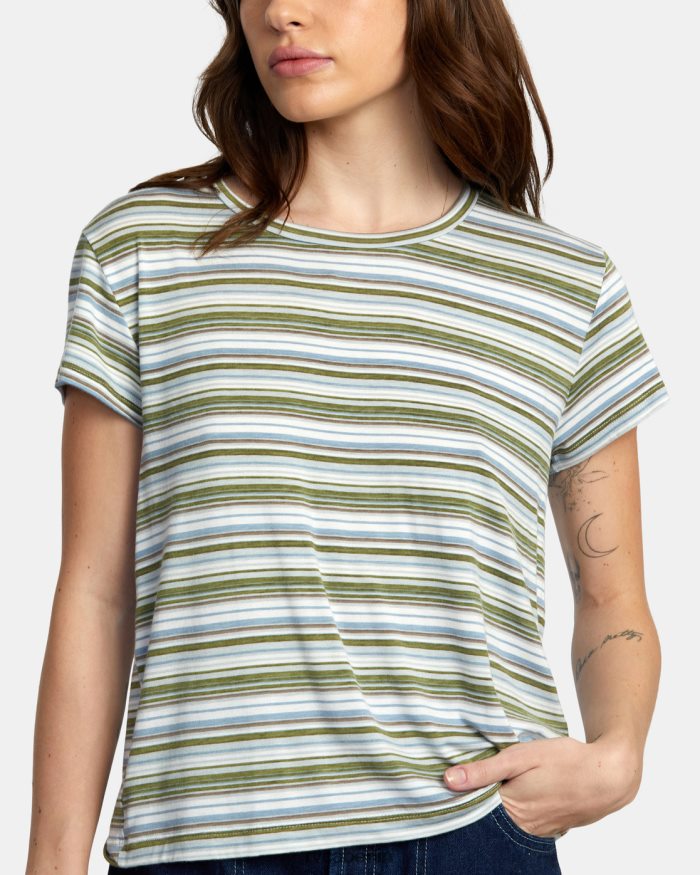 RVCA T-Shirt mit Rundhalsausschnitt und Aussparung 3 BF4L8X1337 Kleidung Meeresspray Frauen